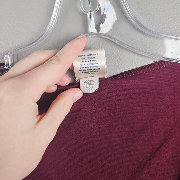 Old Navy Y2K Paisley Scoop Neck Stretch Long Sleeve Top Burgundy Size M - Picture 4 of 7